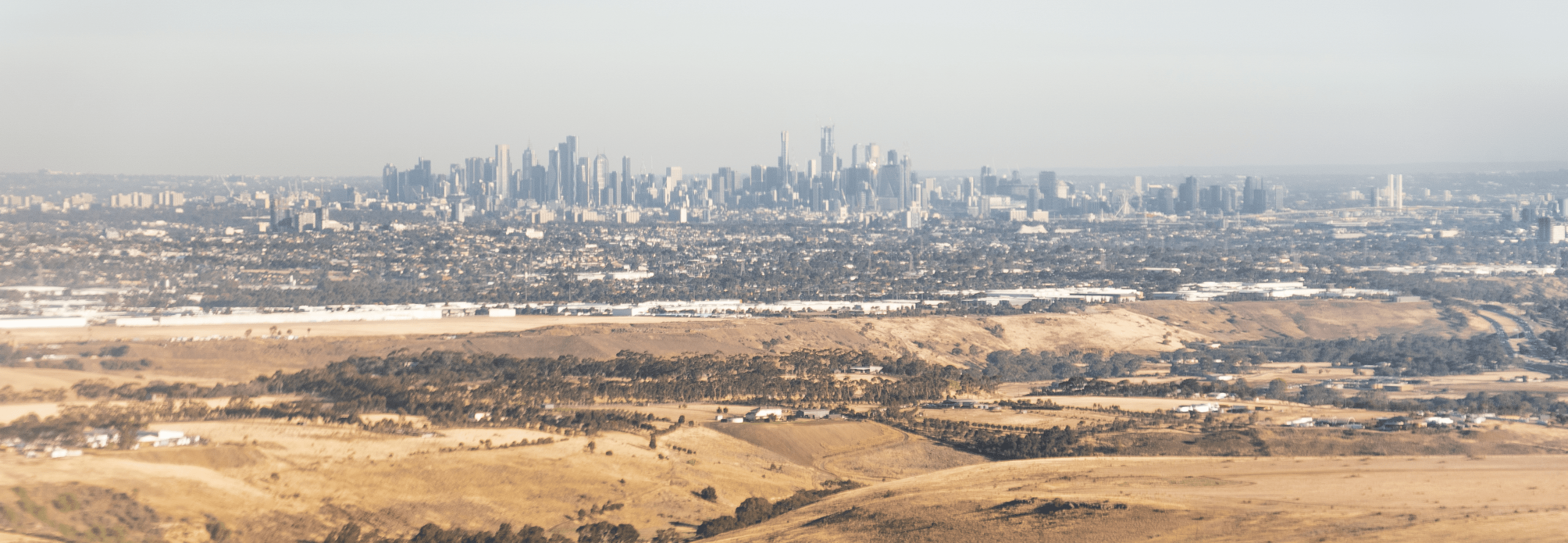 Urban area amidst a drought as example of unlivable cities in 2030 with climate change