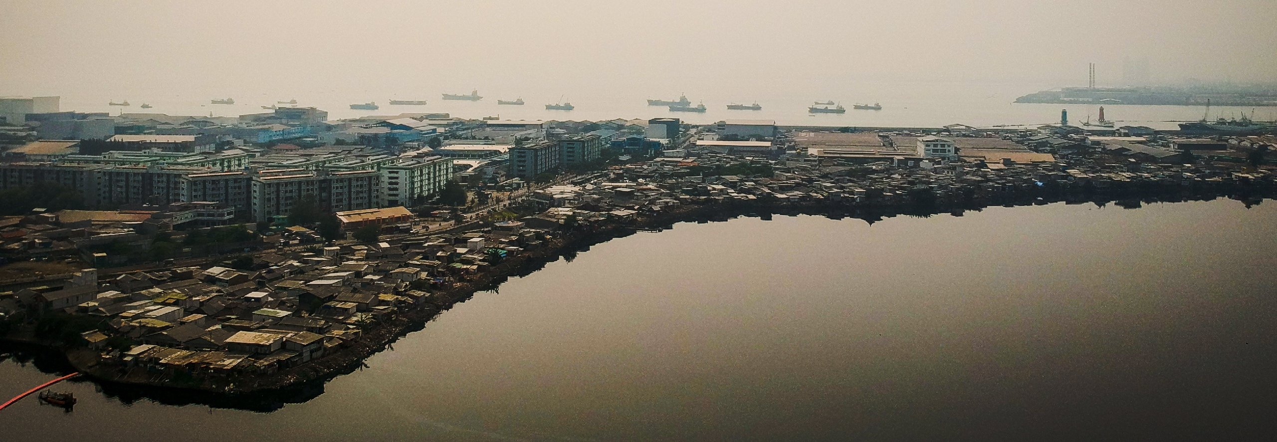 Aerial view of Jakarta coastline