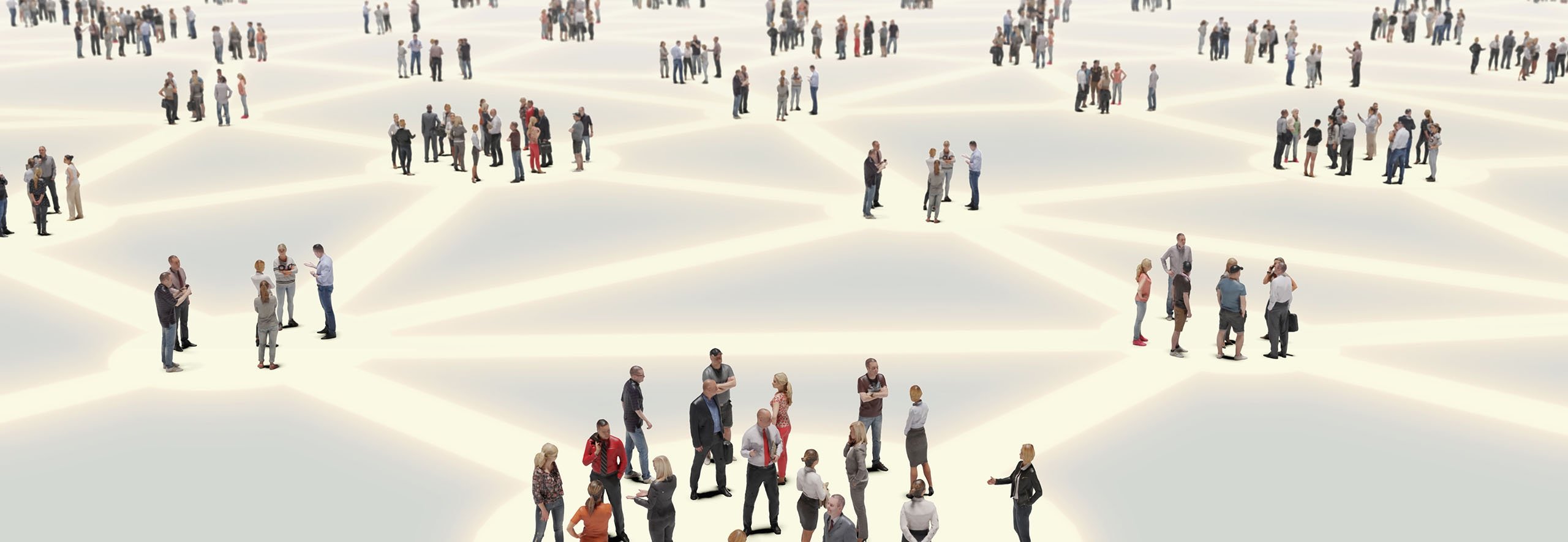 CGI image of smaller office groups interconnected