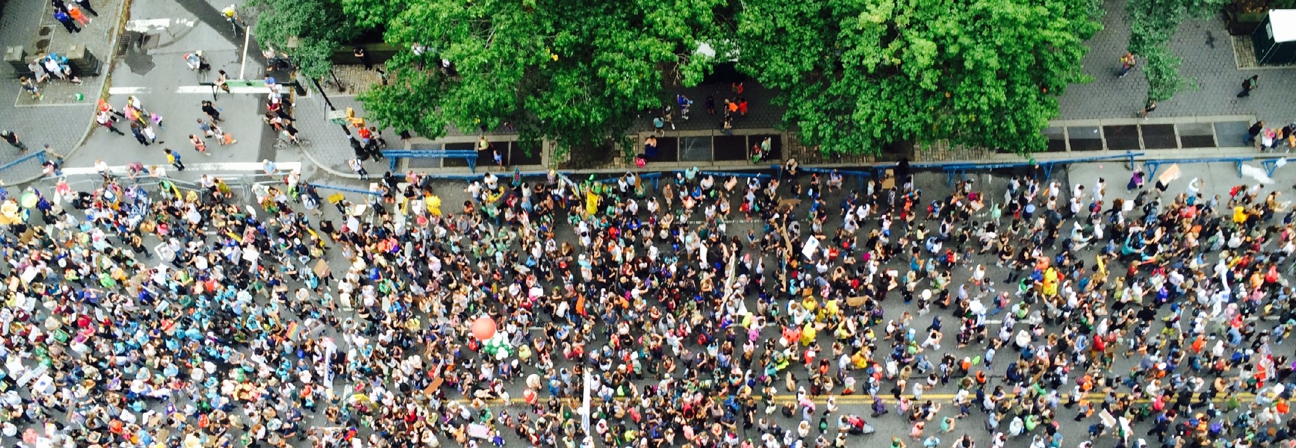 Protest from an aerial view