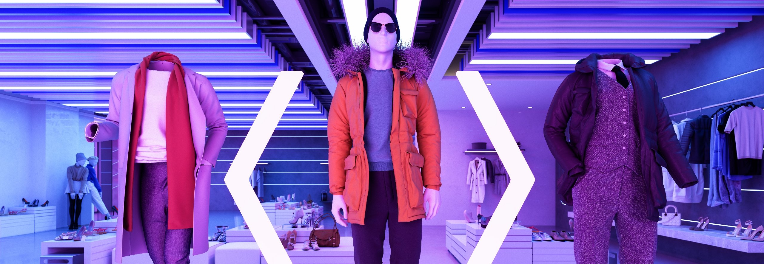 virtual clothing store mannequin in red jacket