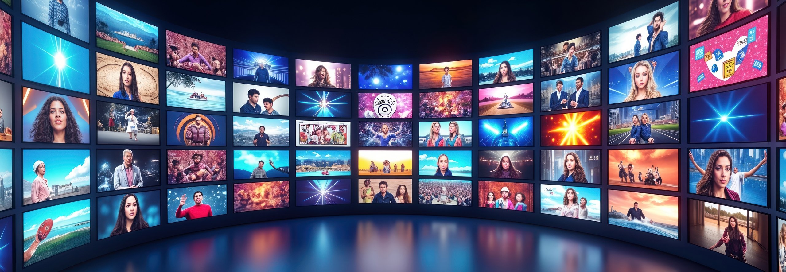 panorama of TV screens